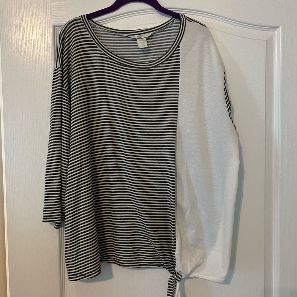 Moa Moa Black and White Striped Long Sleeve Top